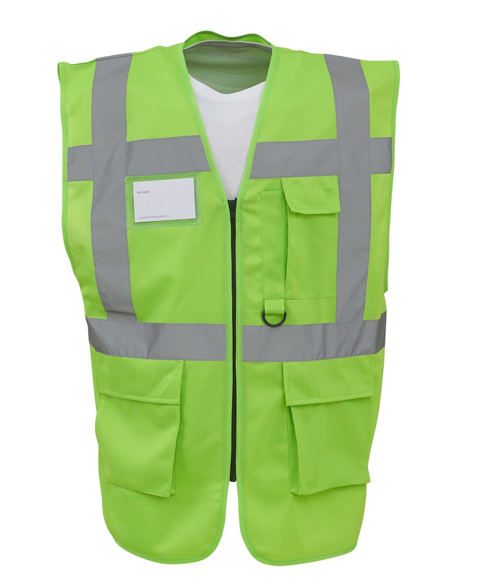 Lime Multifunctional executive hi-vis waistcoat (HVW801)