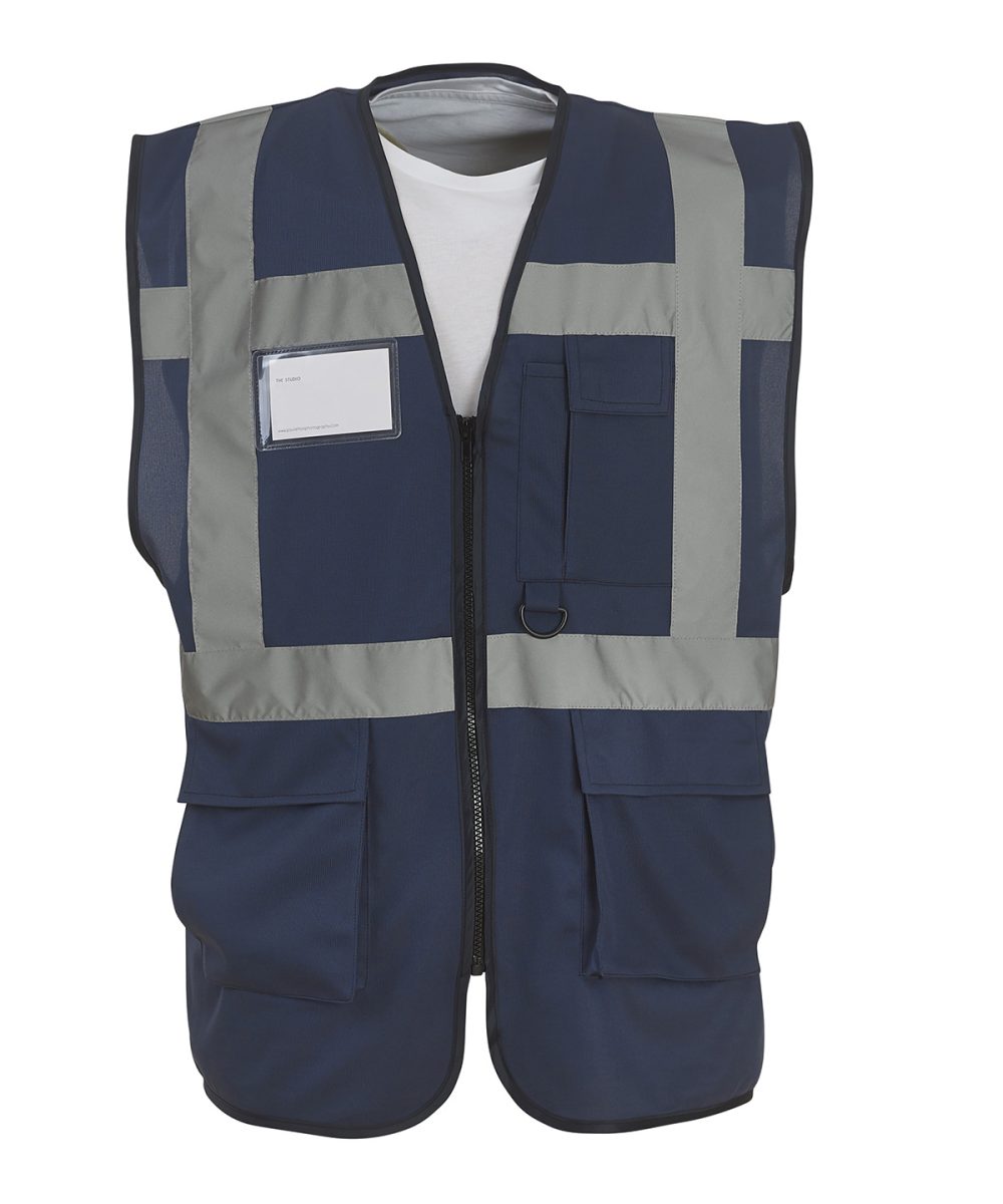 Navy Multifunctional executive hi-vis waistcoat (HVW801)