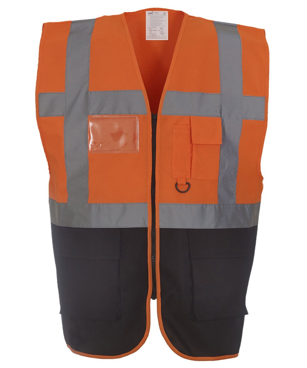 Orange/Black Multifunctional executive hi-vis waistcoat (HVW801)