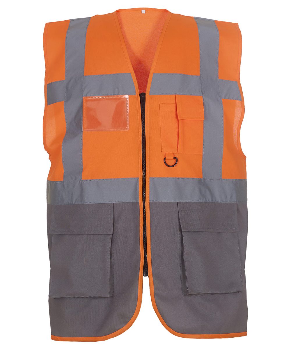 Orange/Grey Multifunctional executive hi-vis waistcoat (HVW801)