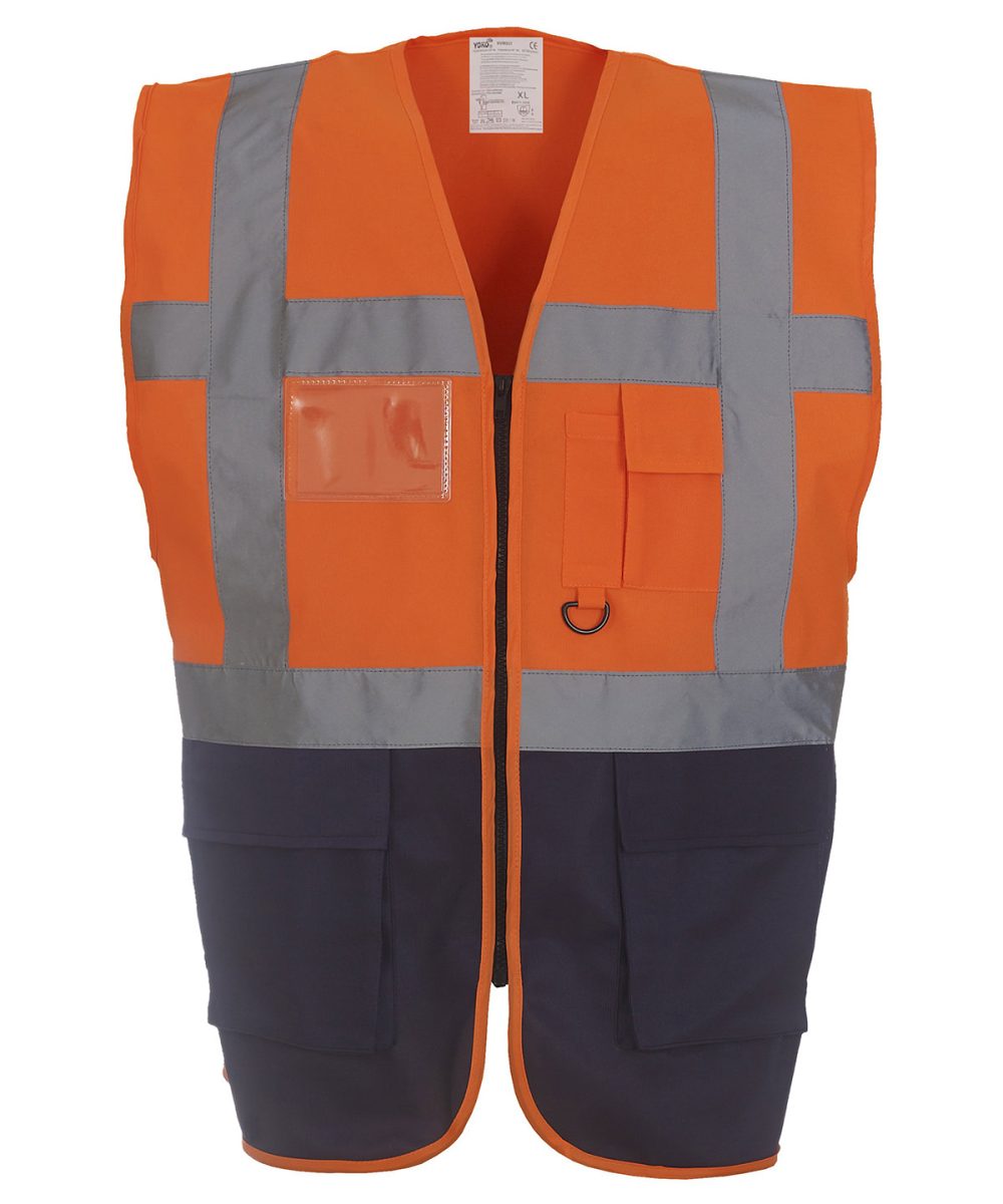 Orange/Navy Multifunctional executive hi-vis waistcoat (HVW801)