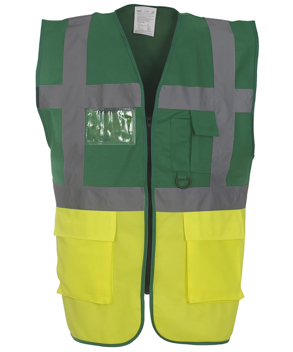 Paramedic Green/Yellow Multifunctional executive hi-vis waistcoat (HVW801)