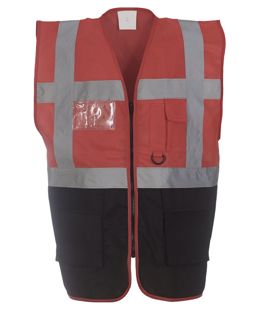 Red/Black Multifunctional executive hi-vis waistcoat (HVW801)