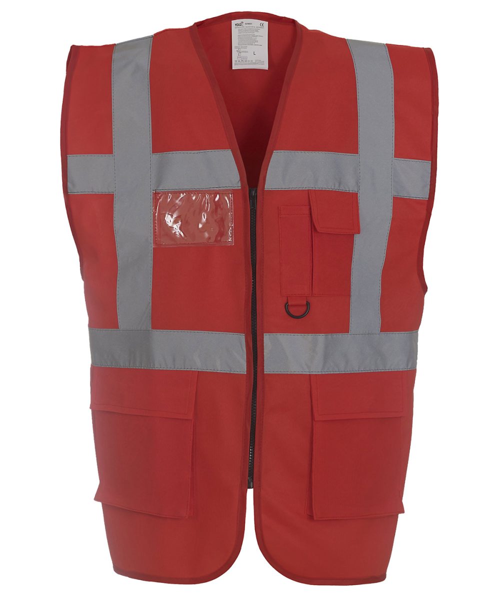 Red Multifunctional executive hi-vis waistcoat (HVW801)