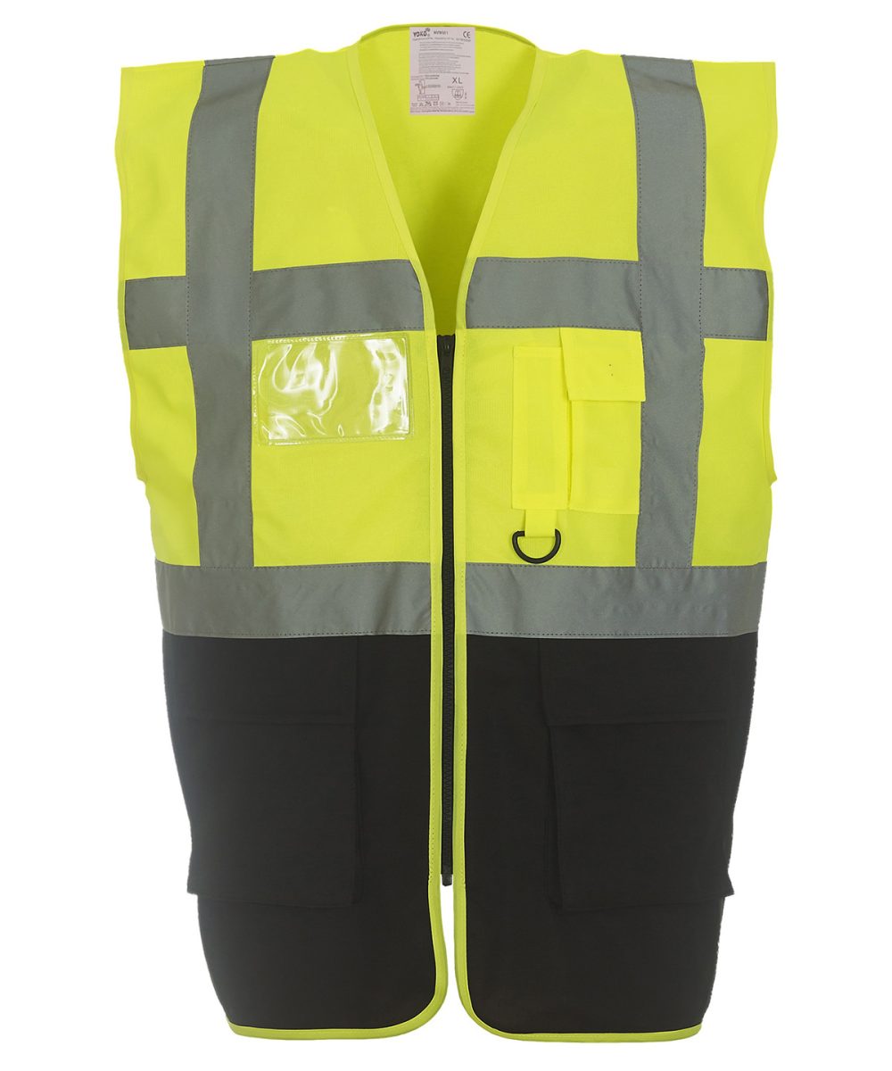 Yellow/Black Multifunctional executive hi-vis waistcoat (HVW801)