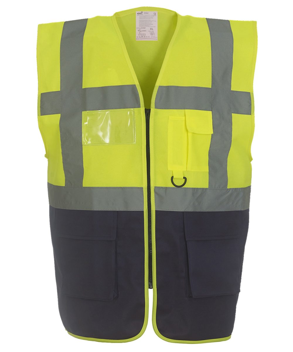 Yellow/Navy Multifunctional executive hi-vis waistcoat (HVW801)