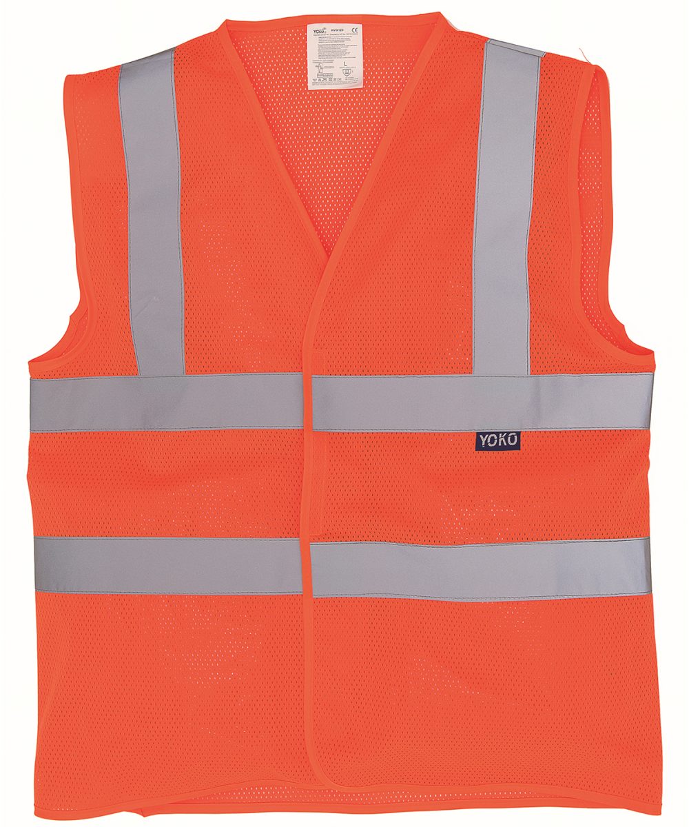 Orange Top cool open mesh 2-band-and-braces waistcoat (HVW120)