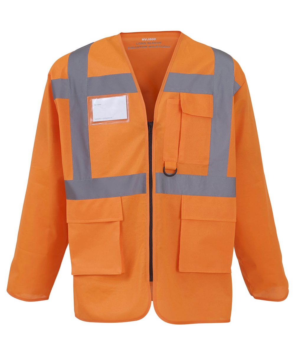 Orange Hi-vis executive long sleeve waistcoat (HVJ800)