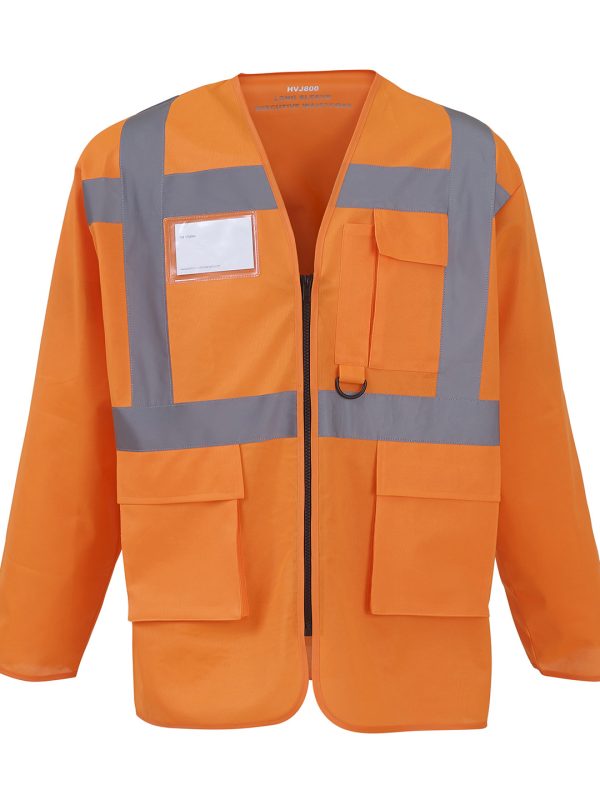 Orange Hi-vis executive long sleeve waistcoat (HVJ800)