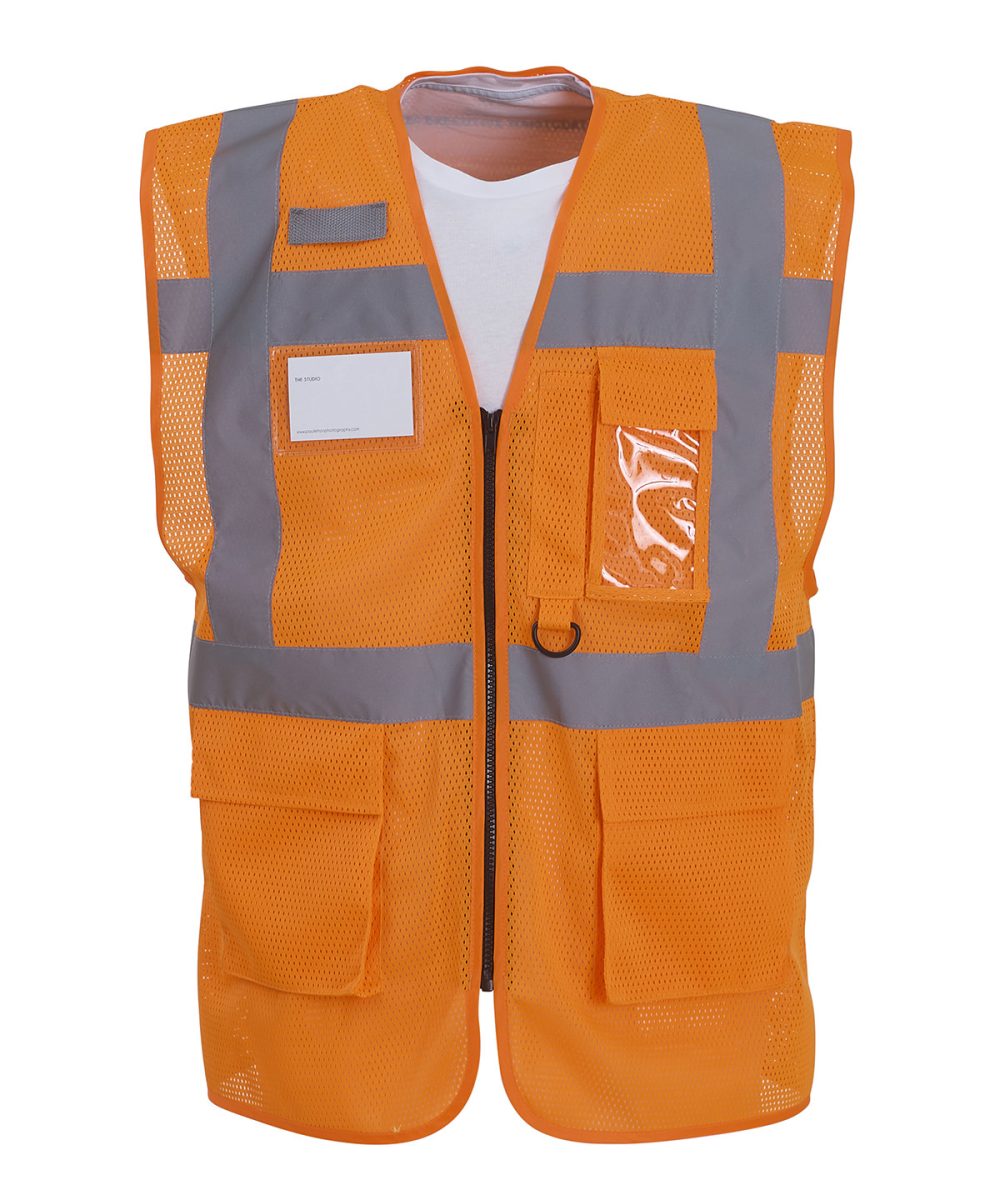 Orange Hi-vis top cool open-mesh executive waistcoat (HVW820)