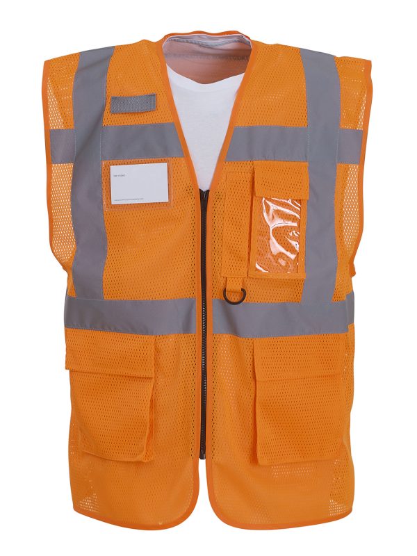 Orange Hi-vis top cool open-mesh executive waistcoat (HVW820)