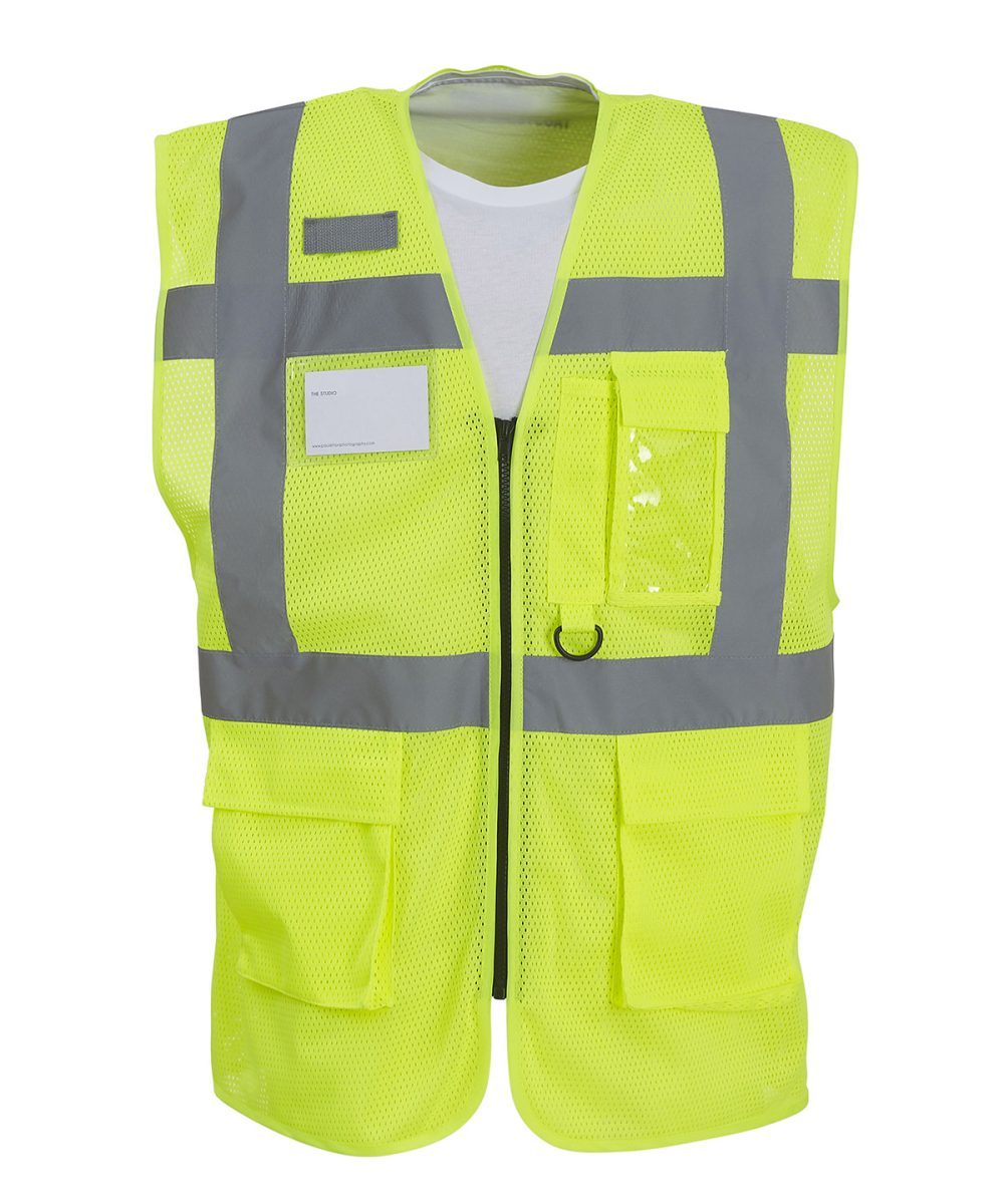 Yellow Hi-vis top cool open-mesh executive waistcoat (HVW820)