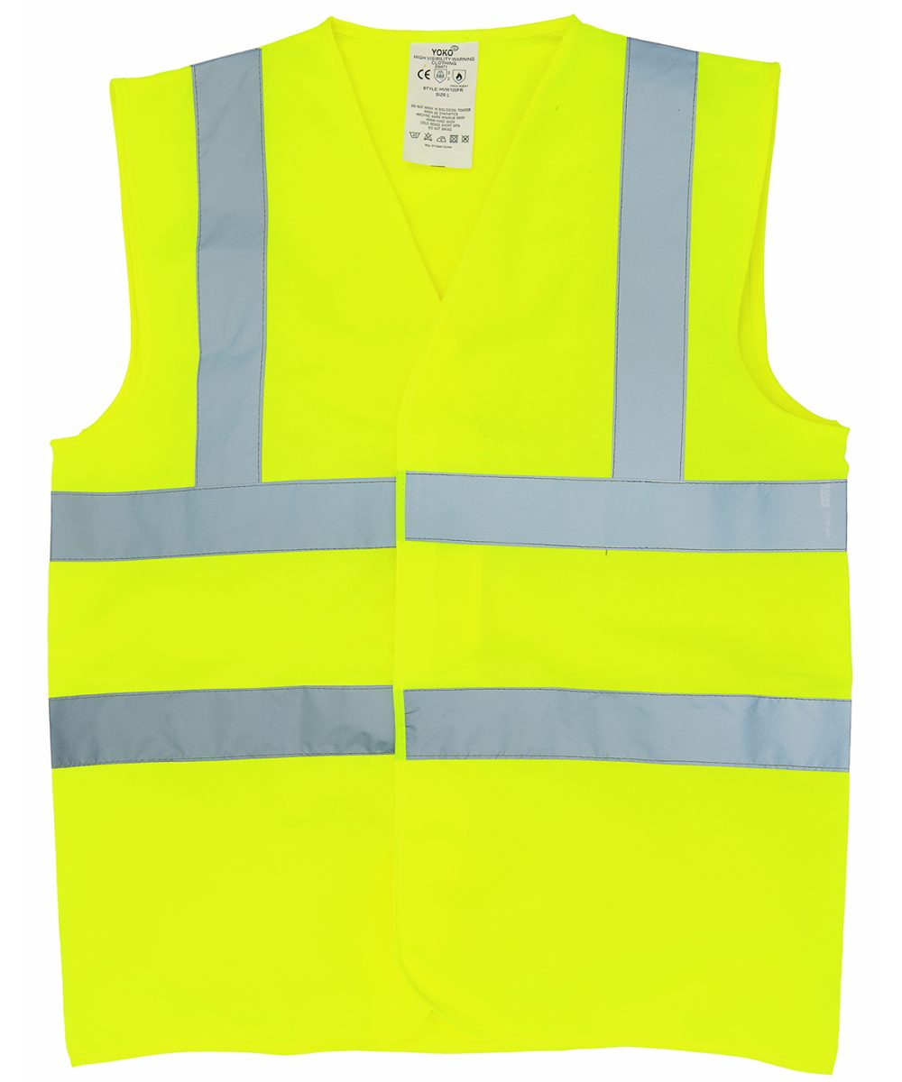 Yellow Flame-retardant hi-vis sleeveless waistcoat (HVW100FR)