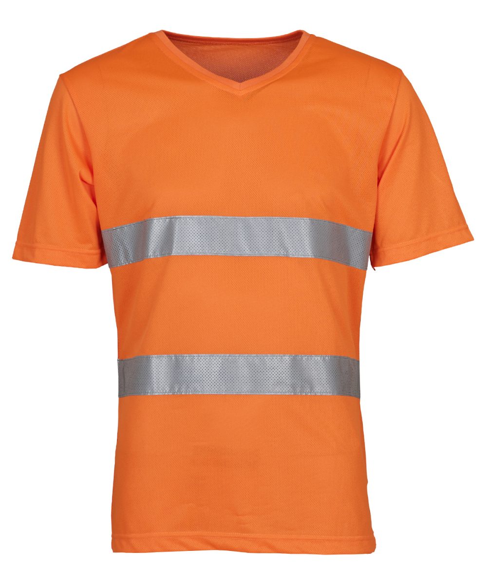 Orange Hi-vis top cool super light v-neck t-shirt (HVJ910)