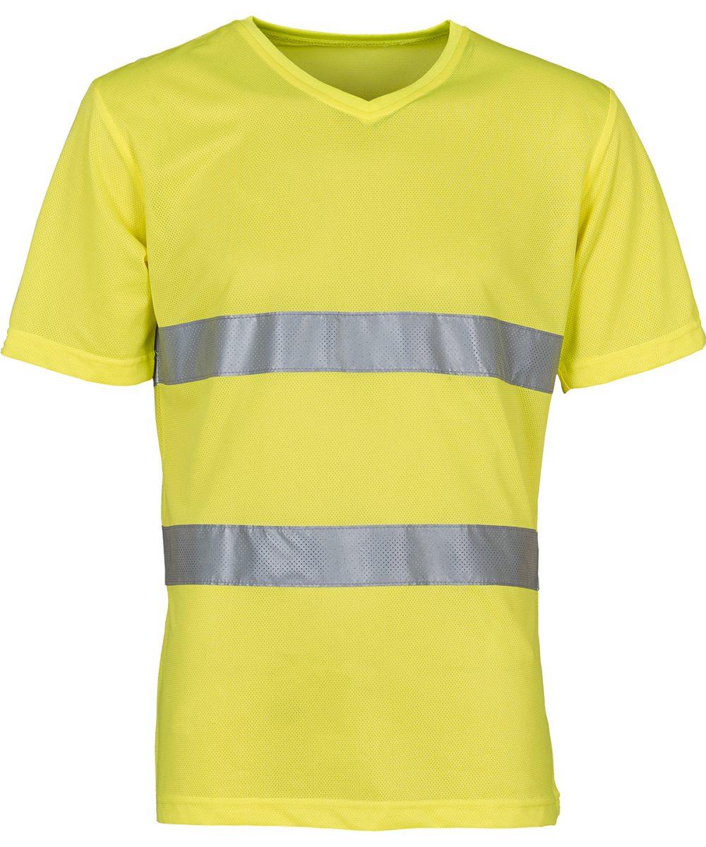 Yellow Hi-vis top cool super light v-neck t-shirt (HVJ910)