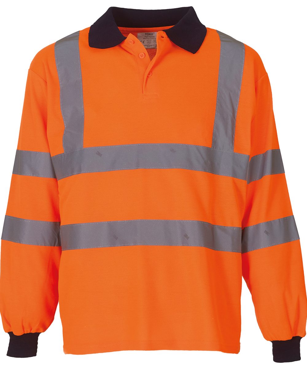 Orange Hi-vis long sleeve polo (HVJ310)