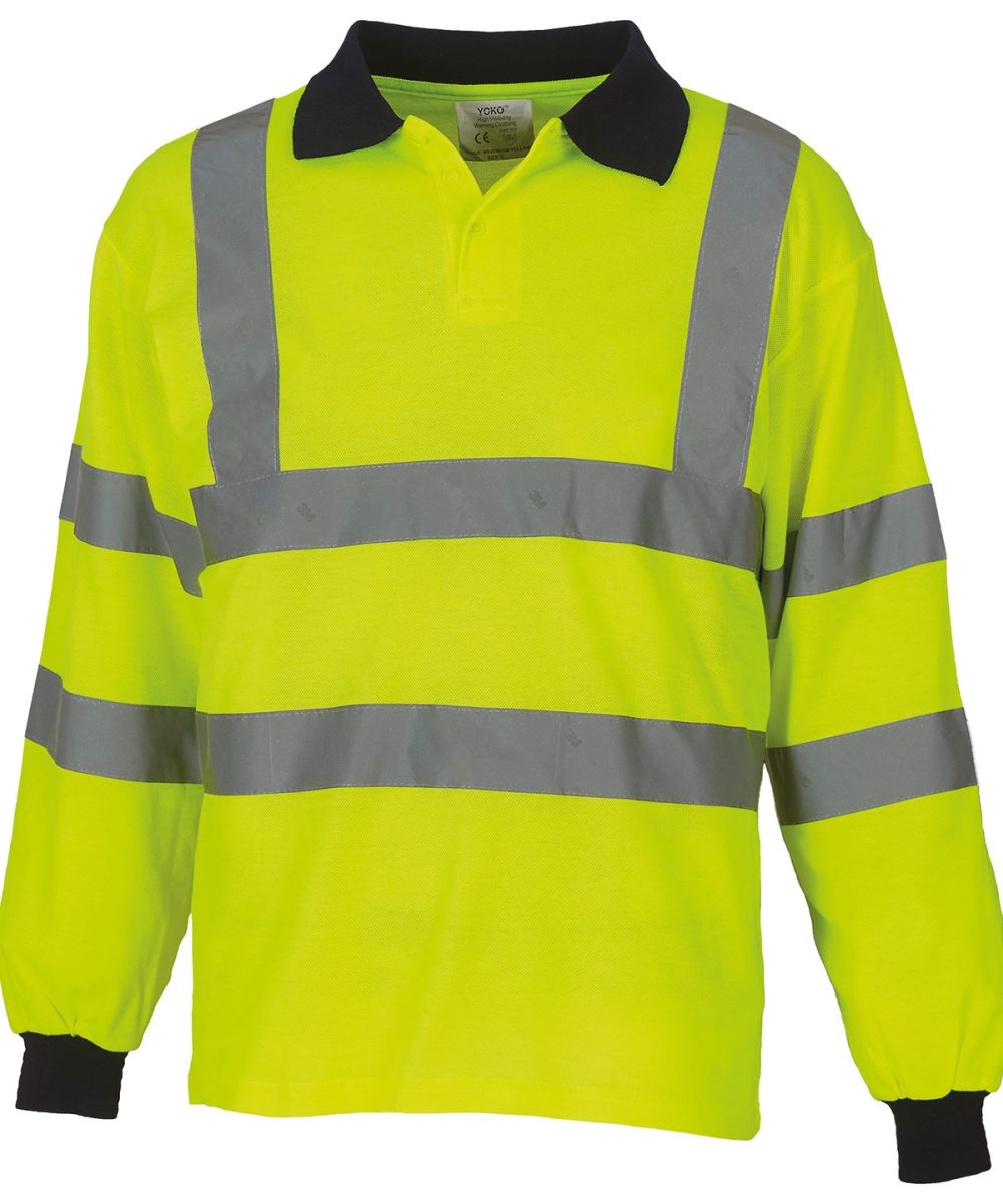 Yellow Hi-vis long sleeve polo (HVJ310)