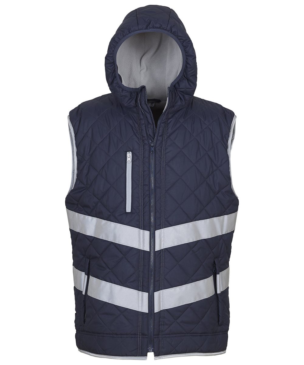 Navy Hi-vis Kensington hooded gilet (HV007)