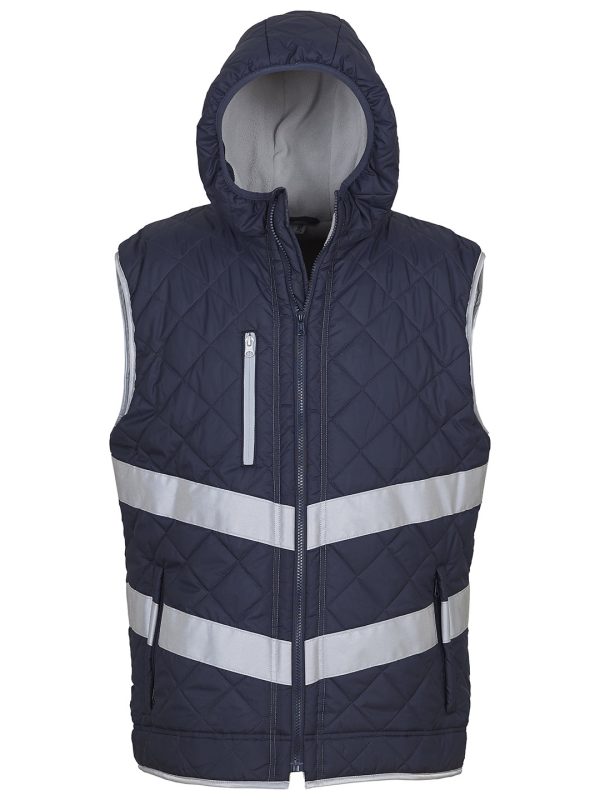 Navy Hi-vis Kensington hooded gilet (HV007)