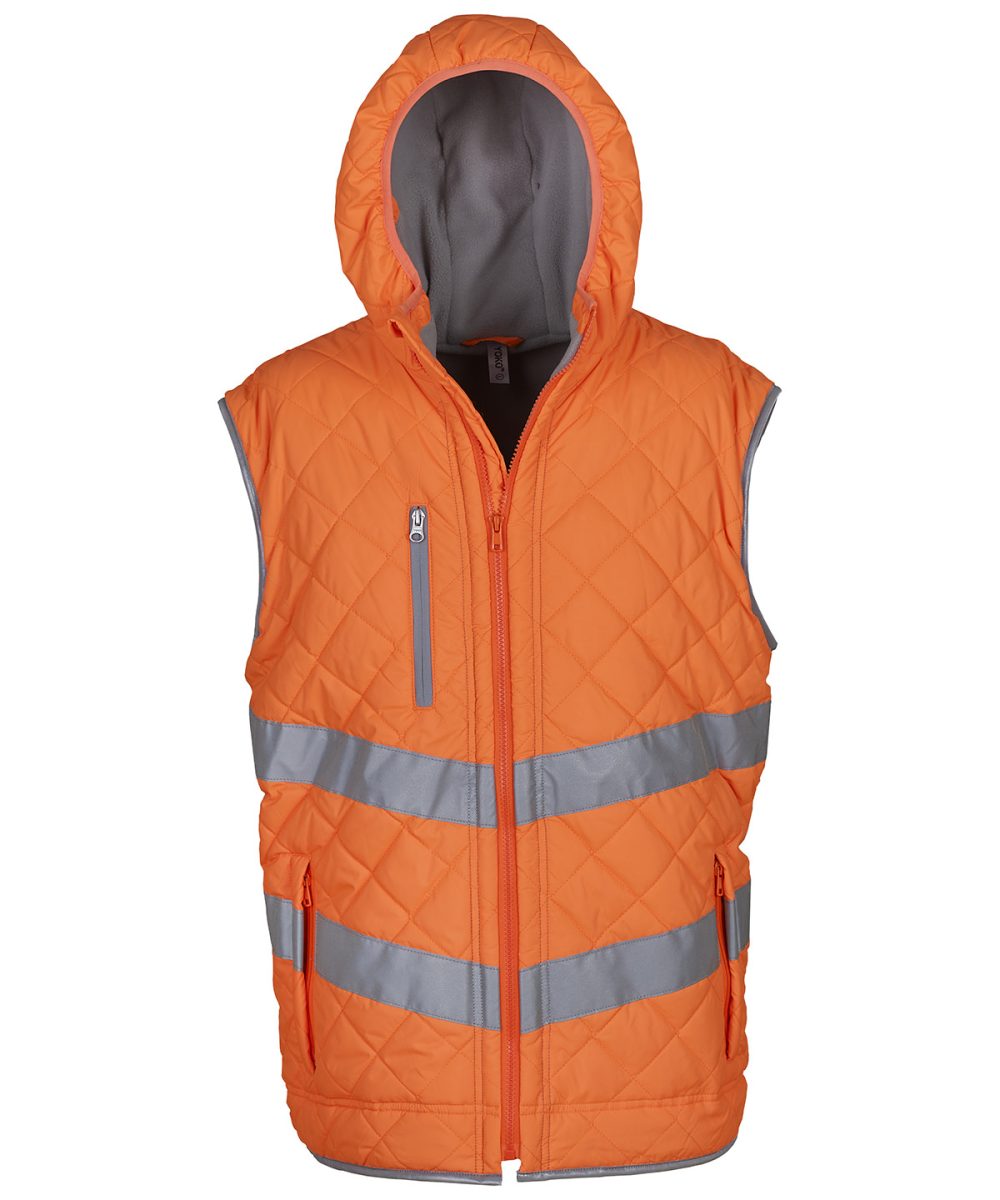 Orange Hi-vis Kensington hooded gilet (HV007)