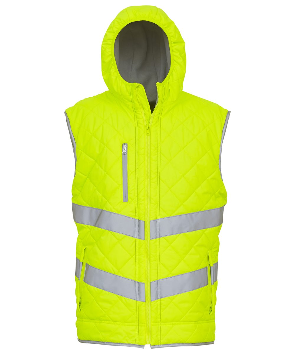 Yellow Hi-vis Kensington hooded gilet (HV007)