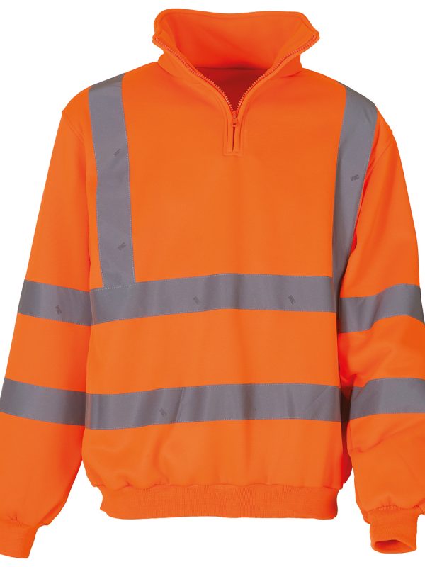 Orange Hi-vis ¼ zip sweatshirt (HVK06)