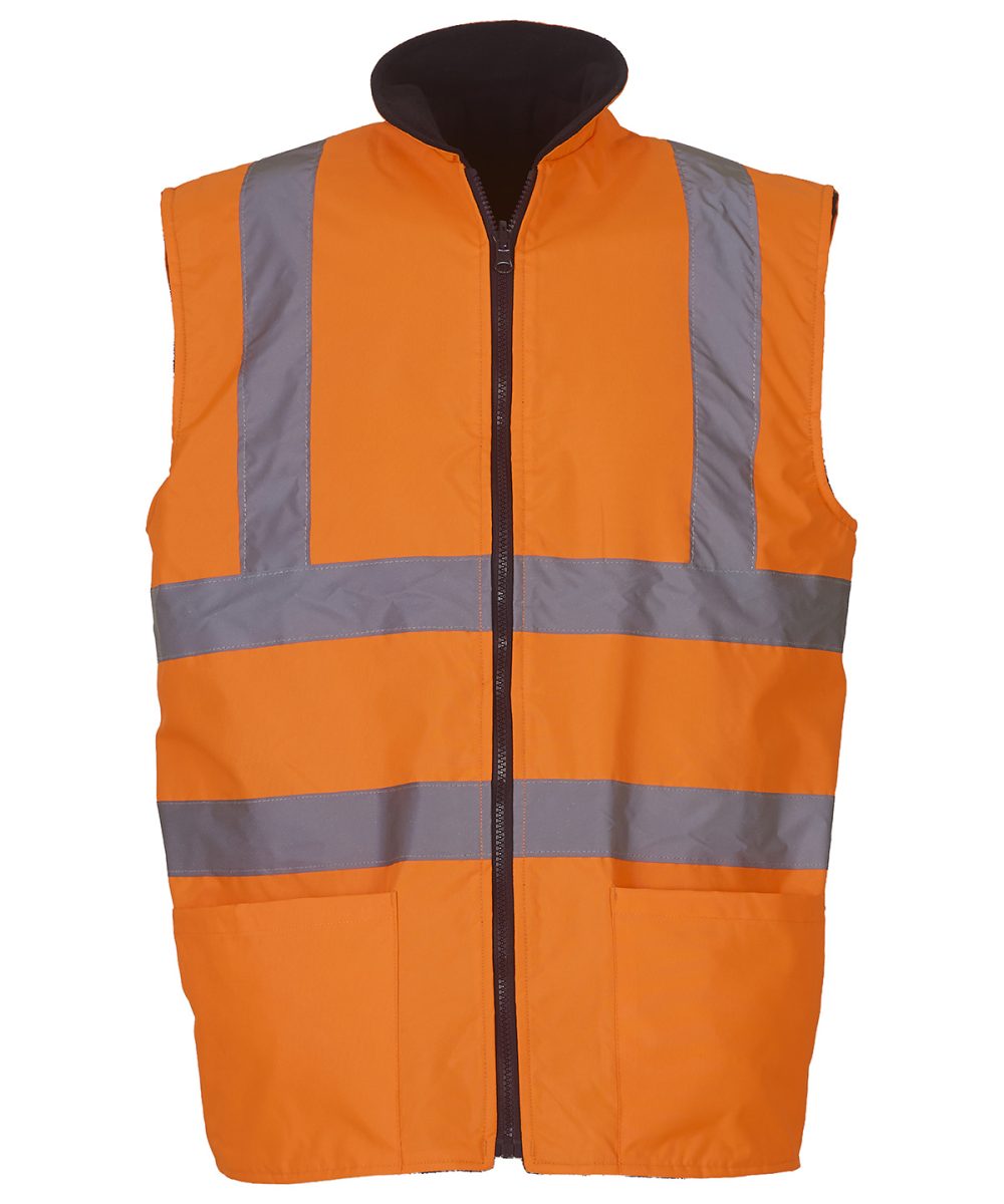 Orange Hi-vis reversible fleece bodywarmer (HV008F)