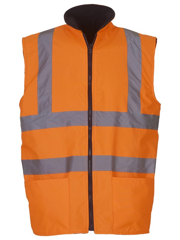 Orange Hi-vis reversible fleece bodywarmer (HV008F)