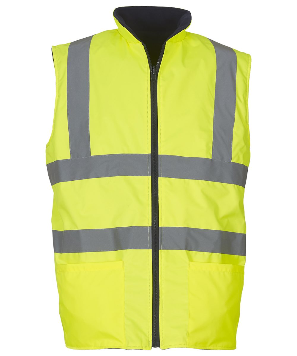 Yellow Hi-vis reversible fleece bodywarmer (HV008F)