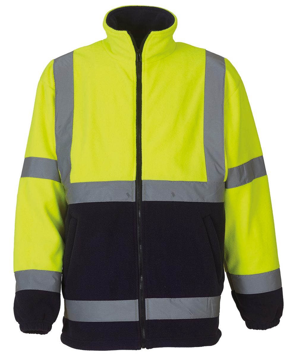 Yellow/Navy Hi-vis heavyweight fleece jacket (HVK08)