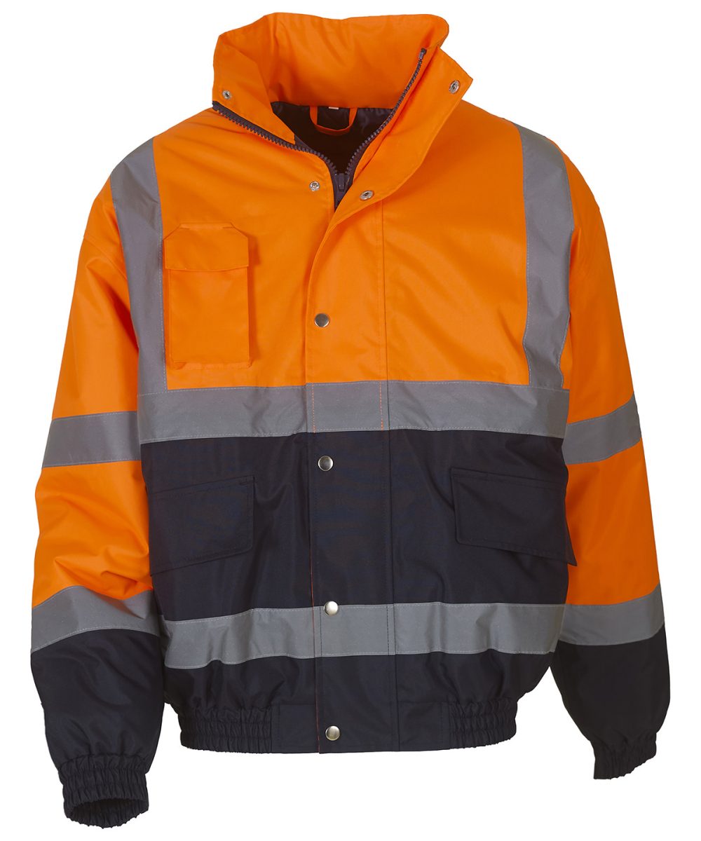 Orange/Navy Hi-vis two-tone bomber jacket (HVP218)