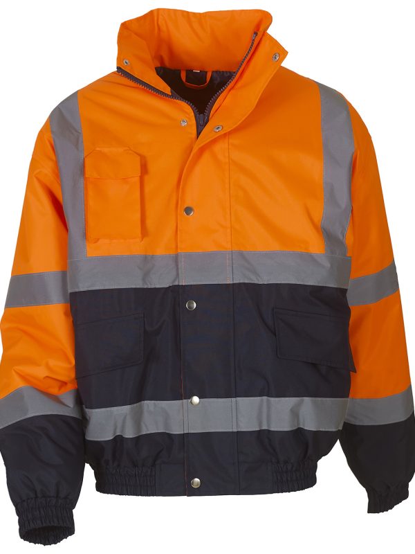 Orange/Navy Hi-vis two-tone bomber jacket (HVP218)