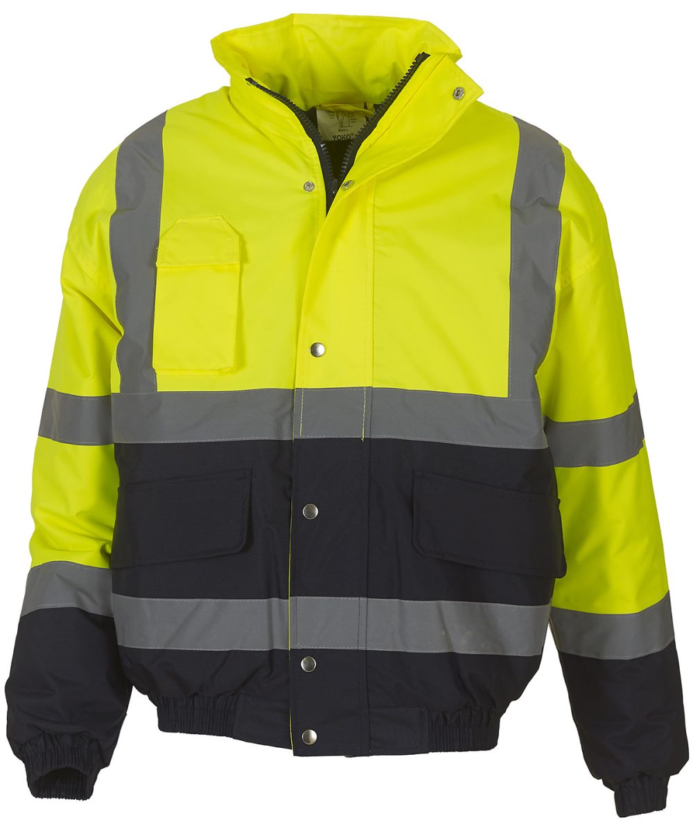 Yellow/Navy Hi-vis two-tone bomber jacket (HVP218)