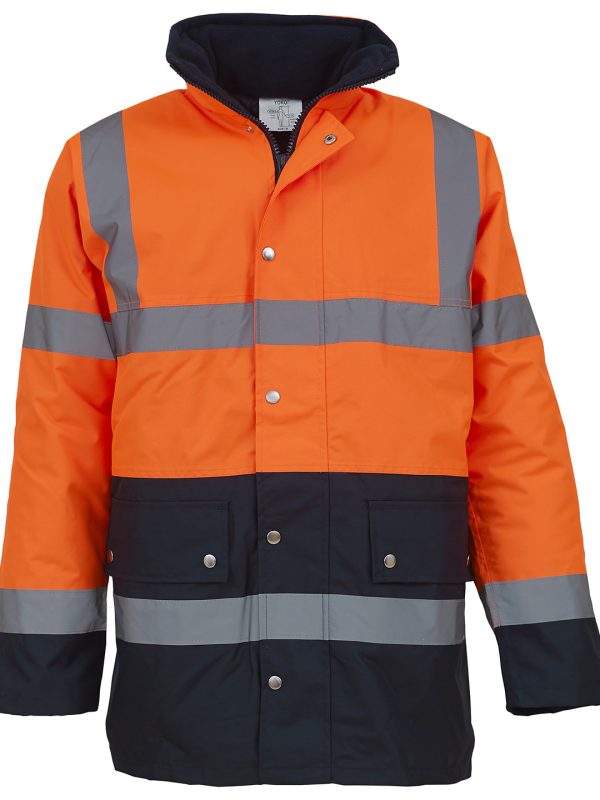 Orange/Navy Hi-vis two-tone motorway jacket (HVP302)