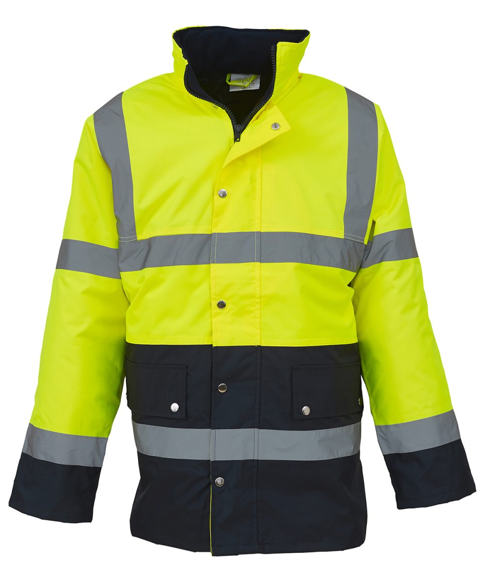 Yellow/Navy Hi-vis two-tone motorway jacket (HVP302)