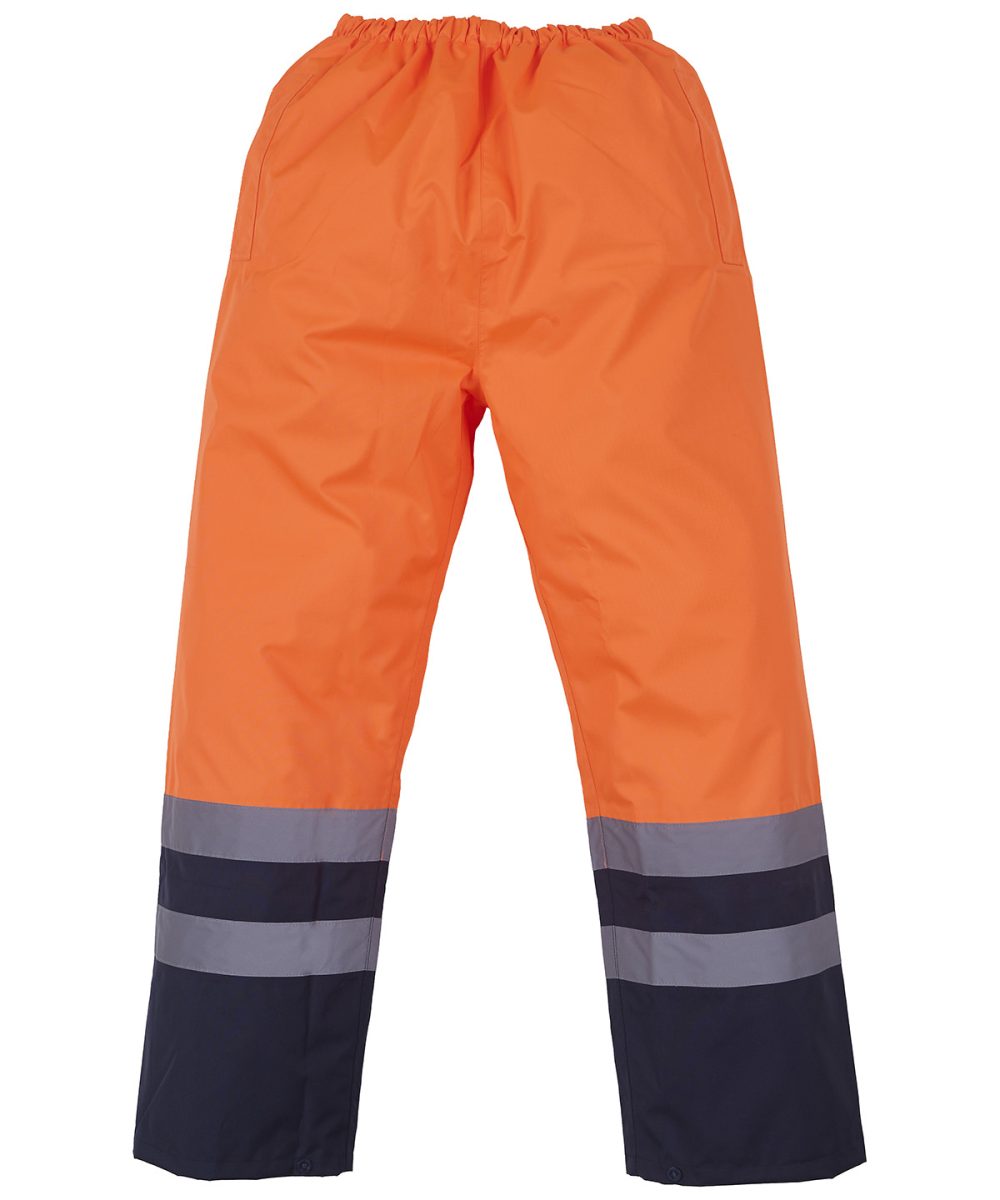 Orange/Navy Hi-vis waterproof overtrousers (HVS463)