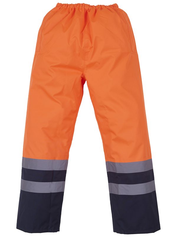 Orange/Navy Hi-vis waterproof overtrousers (HVS463)