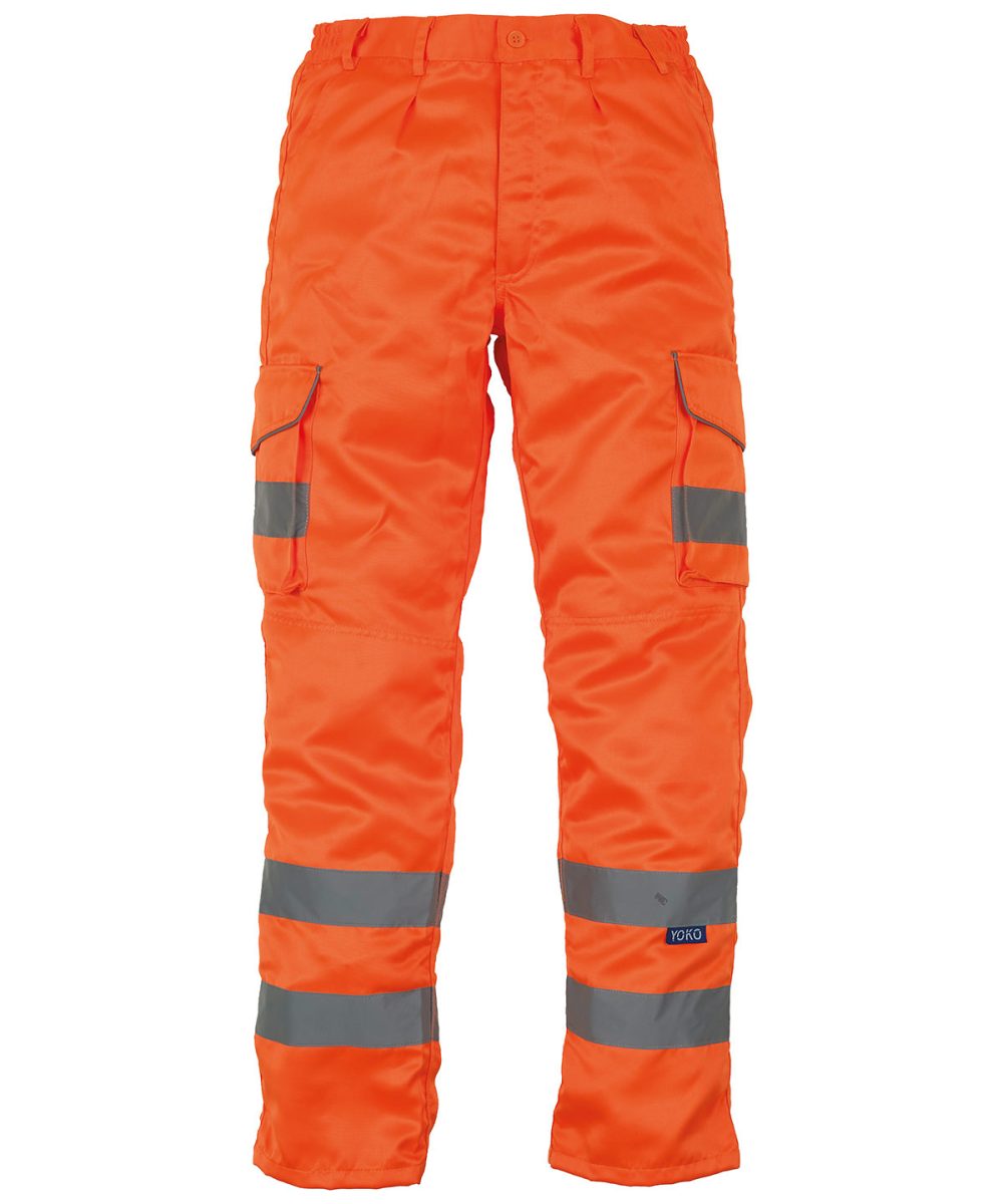 Orange Hi-vis polycotton cargo trousers with kneepad pockets (HV018T/3M)