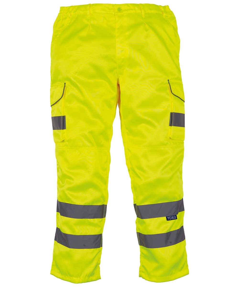 Yellow Hi-vis polycotton cargo trousers with kneepad pockets (HV018T/3M)