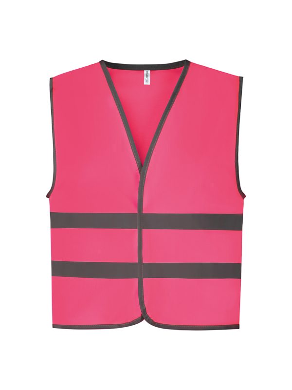 Fluo Pink Hi-vis reflective border kids waistcoat (HVW102CH)