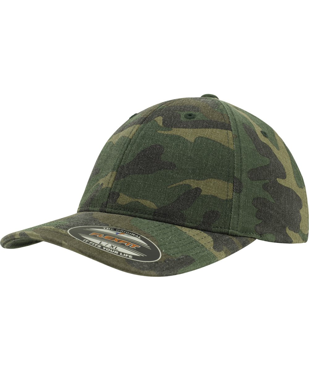 Green Camo Flexfit garment washed camo (6977CA)