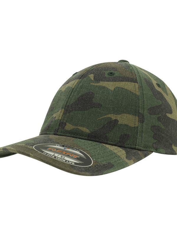 Green Camo Flexfit garment washed camo (6977CA)