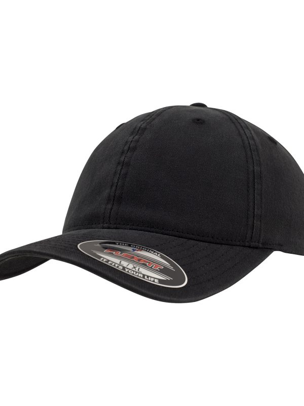 Black Flexfit garment washed cotton dad hat (6997)