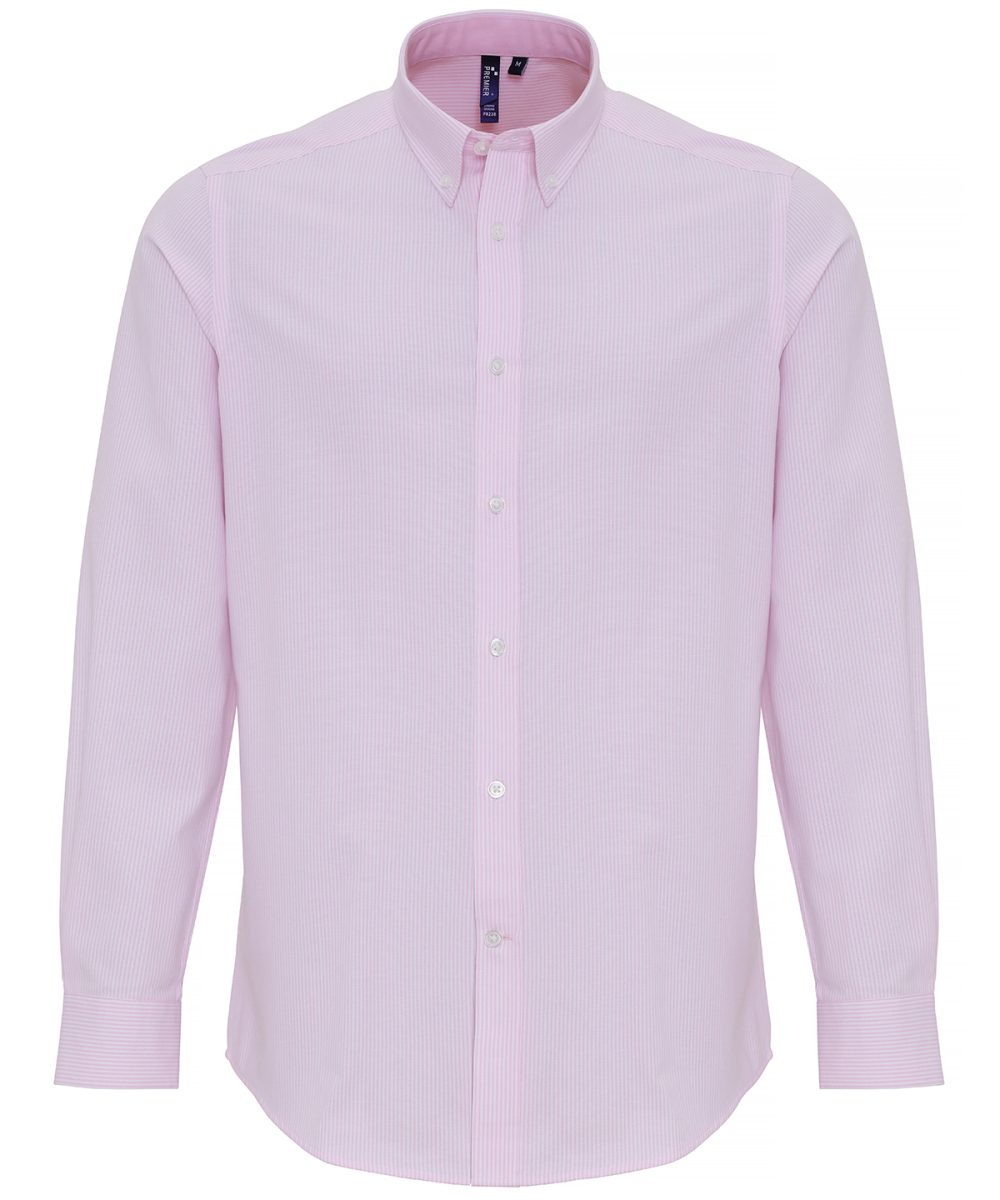 White/Pink Cotton-rich Oxford stripes shirt