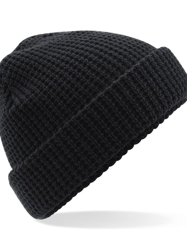 Black Classic waffle knit beanie