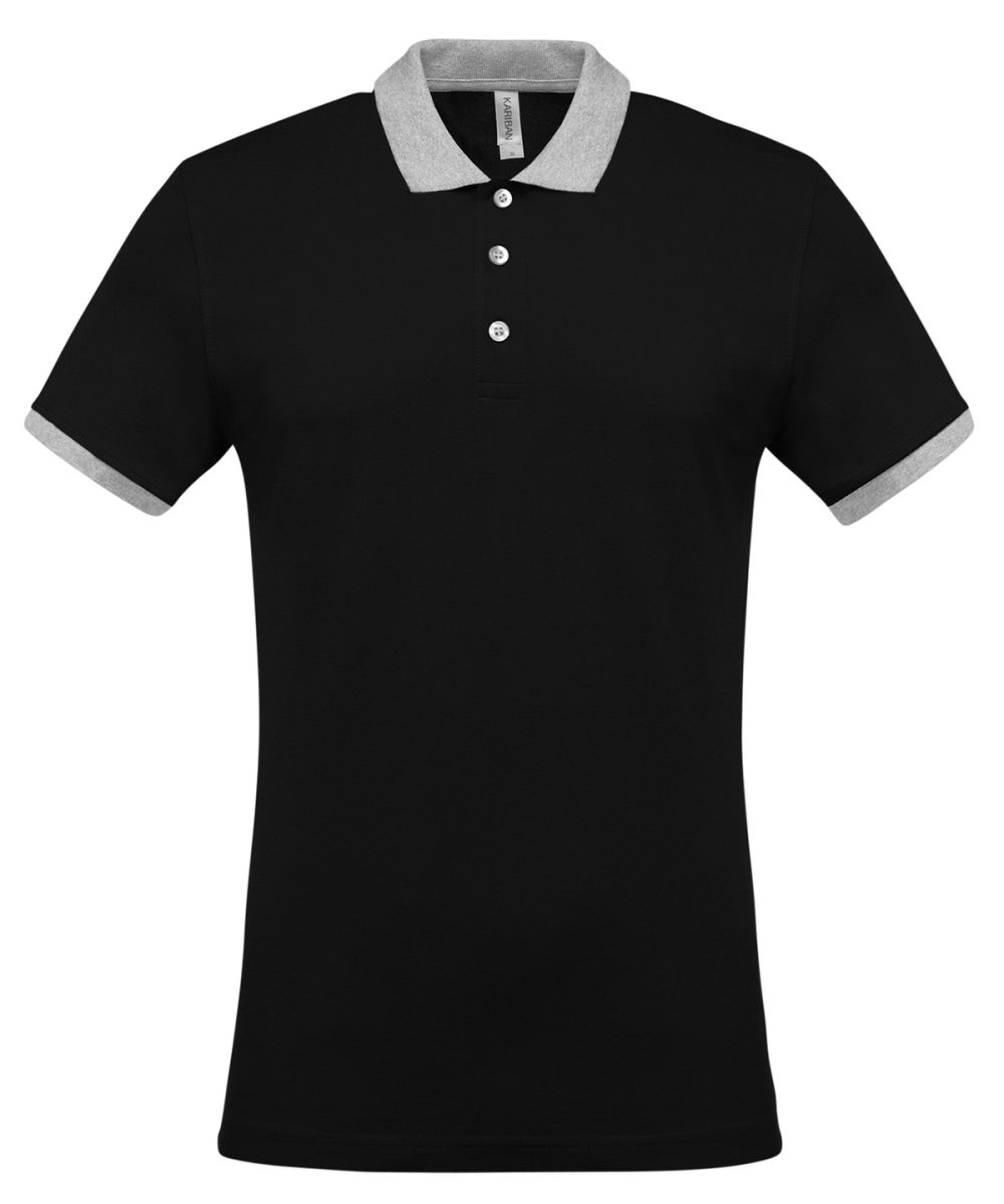 Black/Oxford Grey Two-tone piqué polo shirt