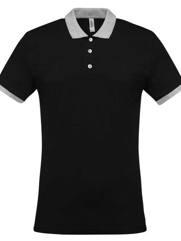 Black/Oxford Grey Two-tone piqué polo shirt