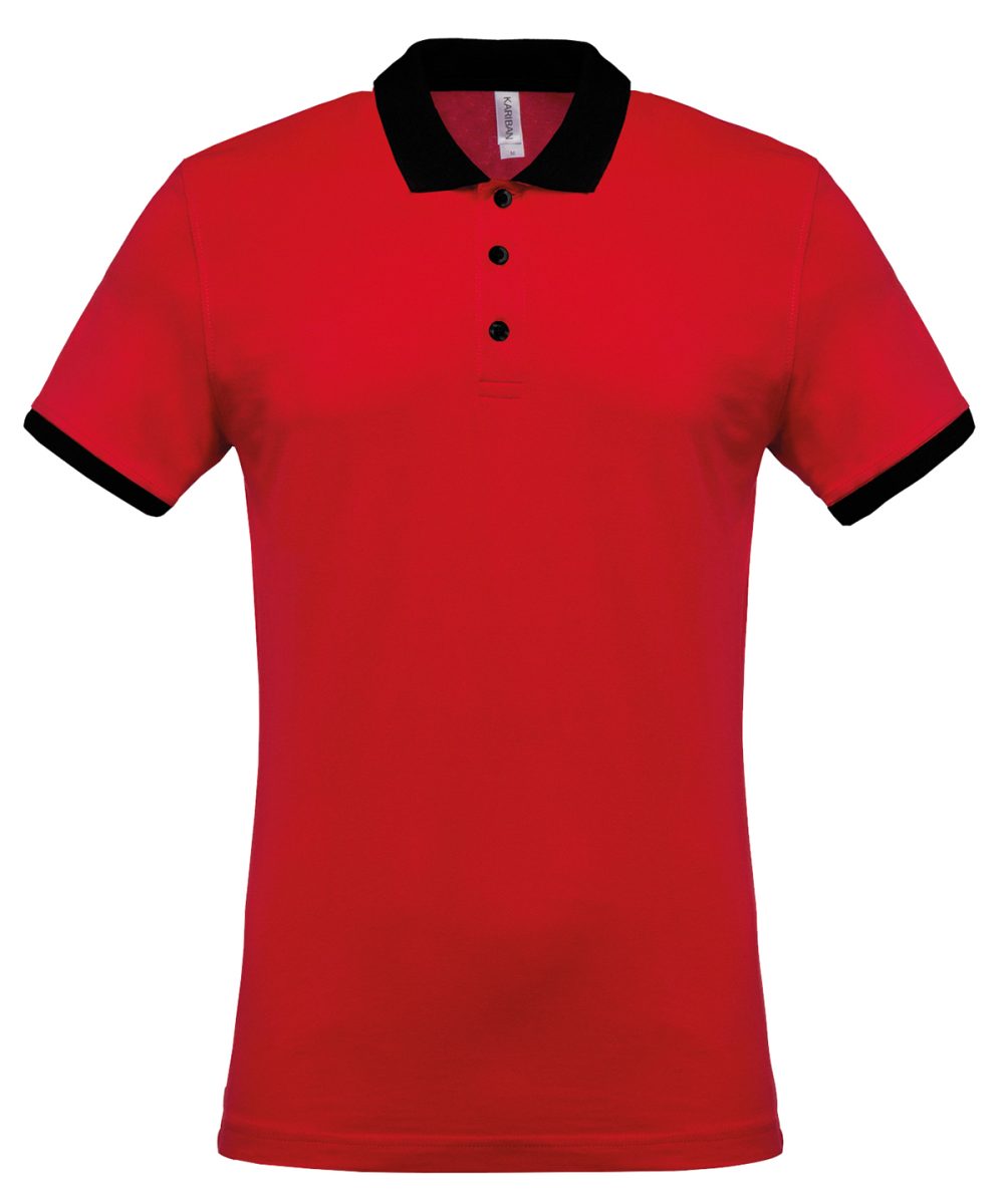 Red/Black Two-tone piqué polo shirt