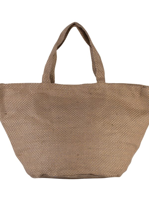 Natural/Cappuccino 100% natural yarn dyed jute bag