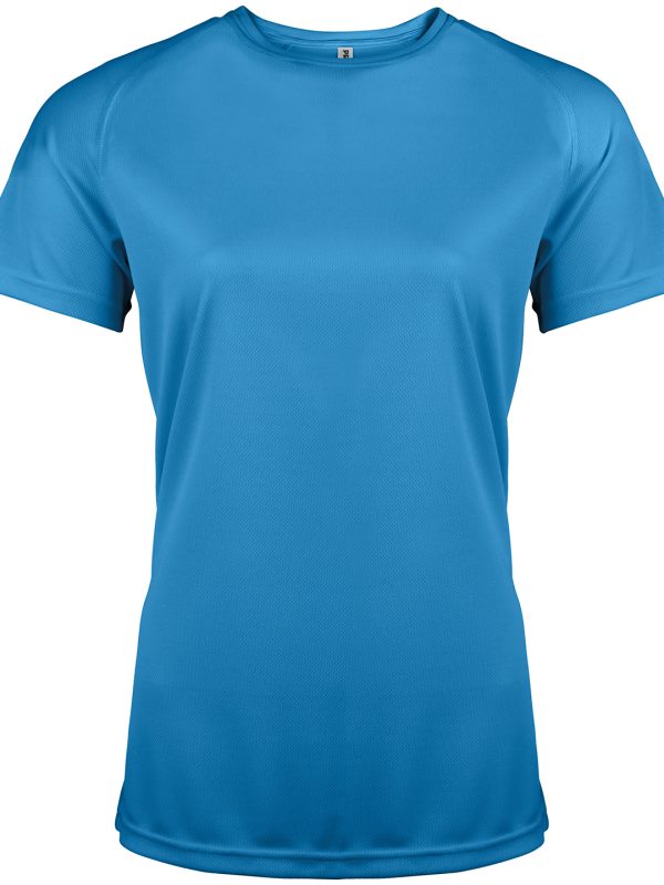 Aqua Blue Ladies' short-sleeved sports T-shirt